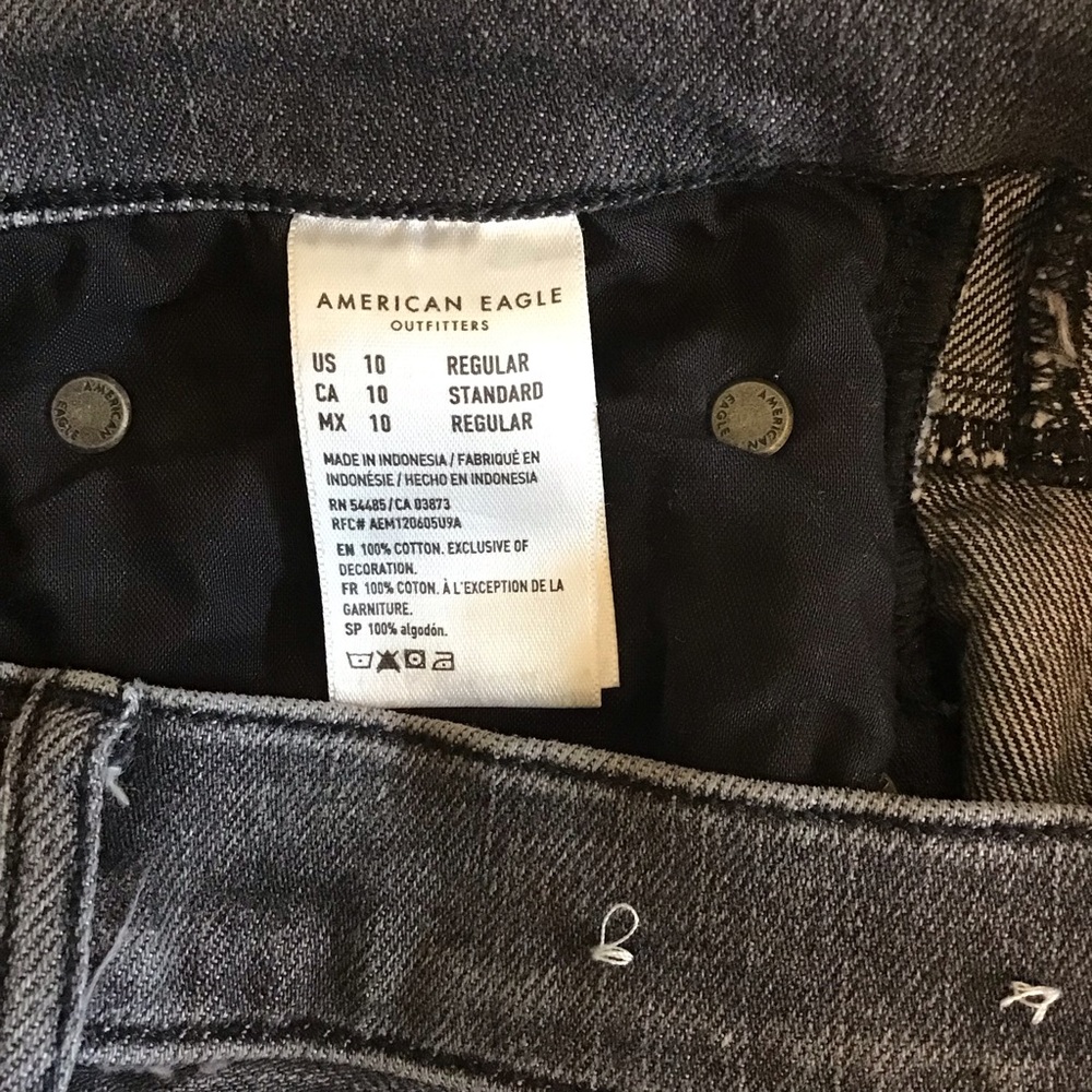 American Eagle 10 Baggy Jeans High Rise Women’s Gray 100% Cotton 2021 - Picture 8 of 10